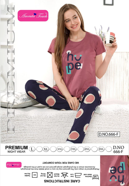 Design 666 Kavyansika Hosiery Cotton Pyjama Night Suits Exporter Ahmedabad