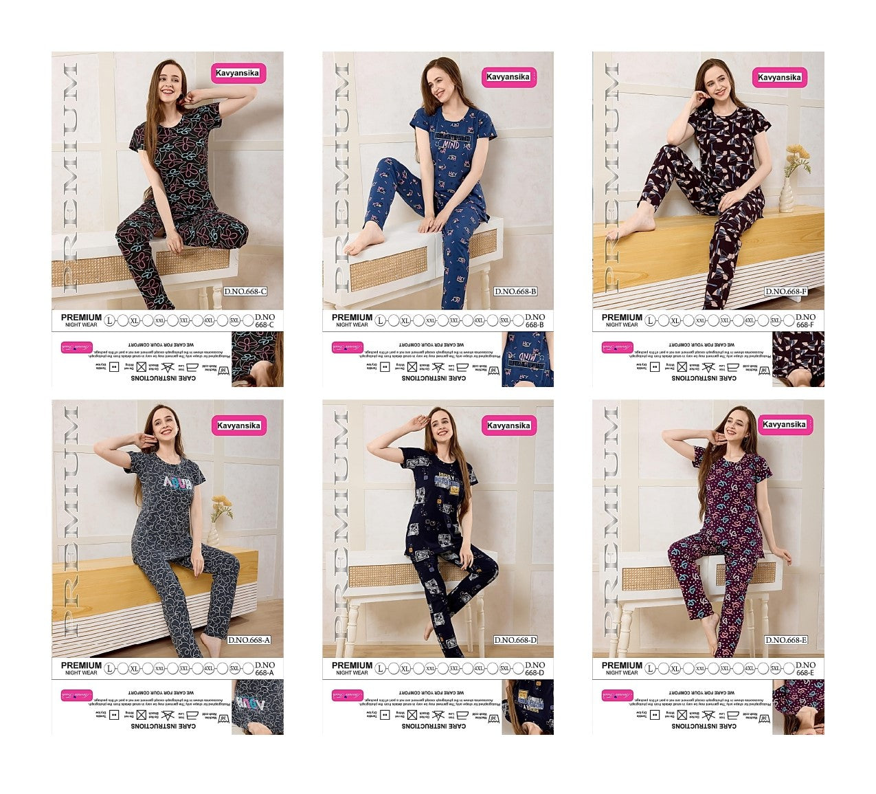 Design 668 Kavyansika Hosiery Cotton Pyjama Night Suits Exporter India