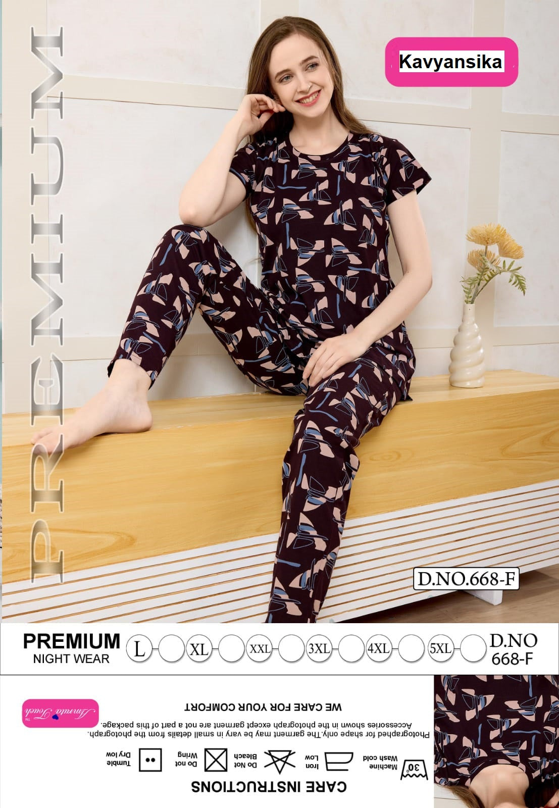 Design 668 Kavyansika Hosiery Cotton Pyjama Night Suits Exporter India