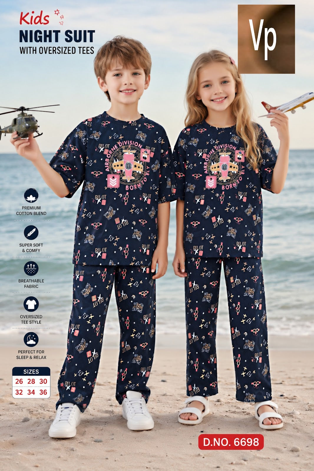 Design 6698 Vp Hosiery Cotton Unisex Kids Co Ord Set Wholesaler Gujarat