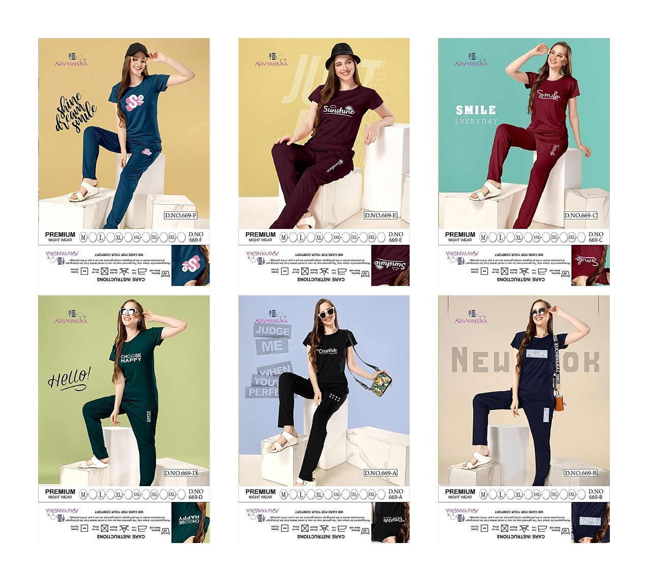 Design 669 Kavyansika Tencil Pyjama Night Suits Supplier India