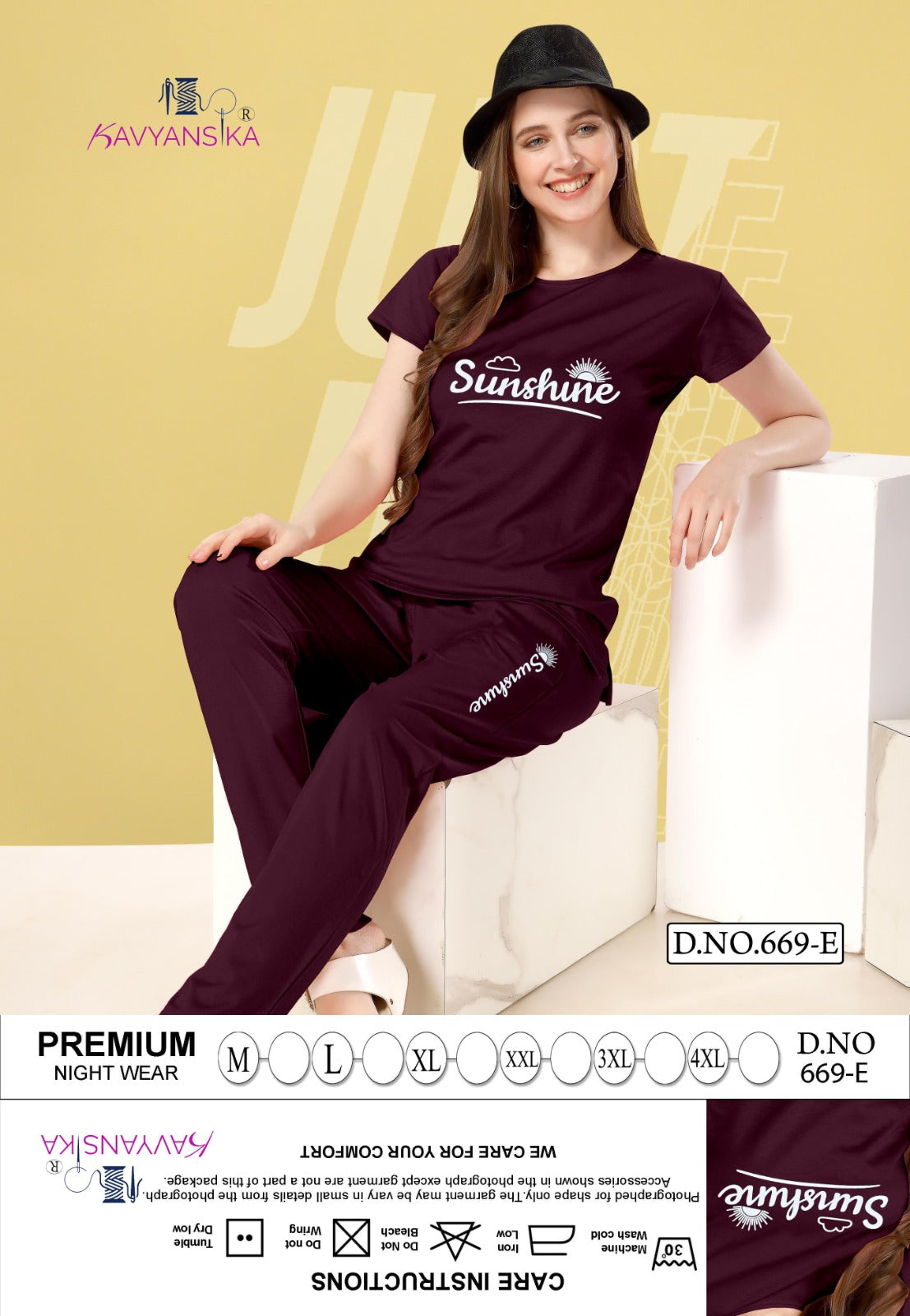 Design 669 Kavyansika Tencil Pyjama Night Suits Supplier India