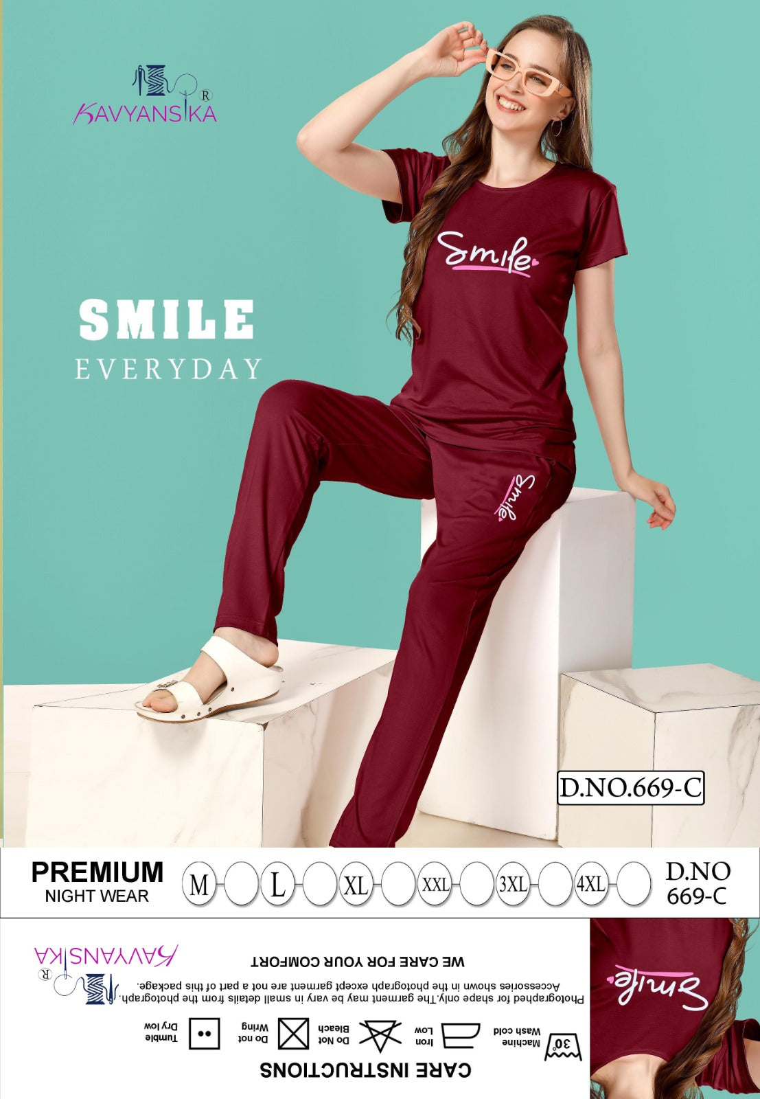 Design 669 Kavyansika Tencil Pyjama Night Suits Supplier India