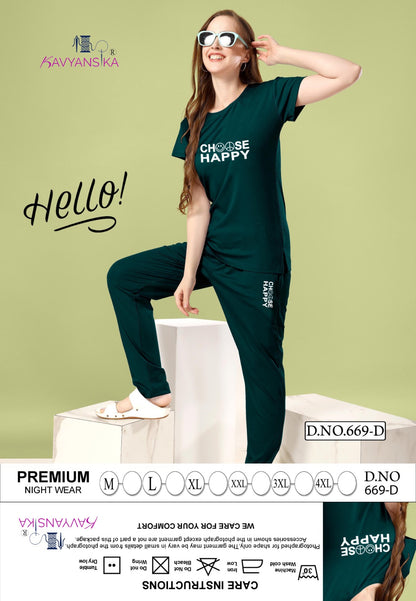 Design 669 Kavyansika Tencil Pyjama Night Suits Supplier India