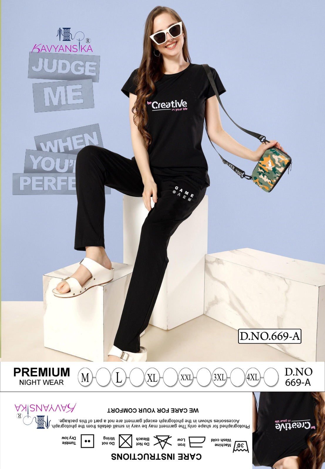 Design 669 Kavyansika Tencil Pyjama Night Suits Supplier India