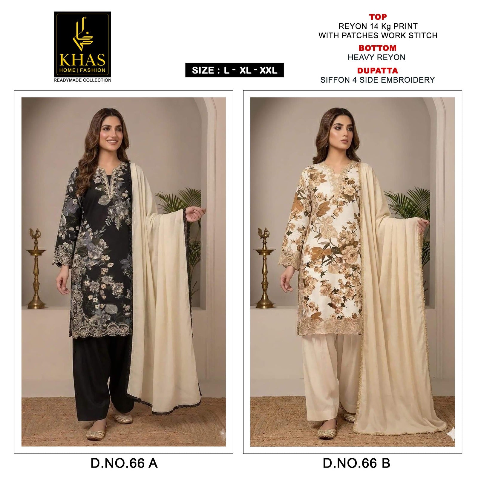 Design 66 Khas Rayon 14Kg Pakistani Readymade Suits Supplier