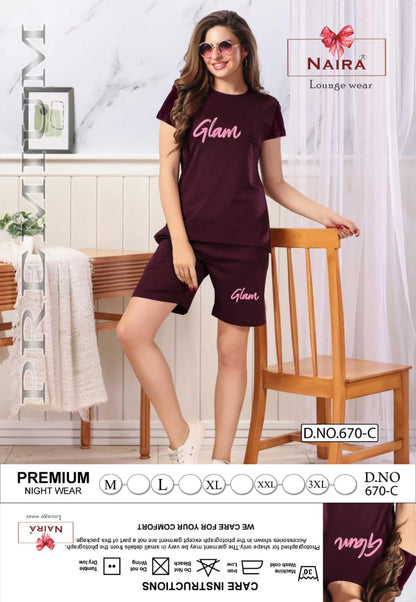 Design 670 Kavyansika Tencil Shorts Night Suits Exporter India