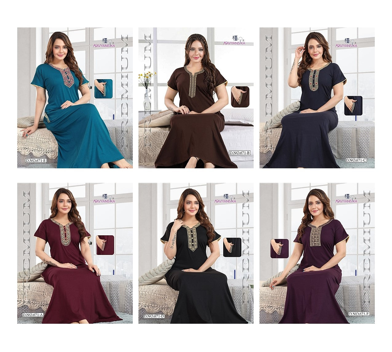 Design 671 Kavyansika Hosiery Cotton Night Gowns Manufacturer India