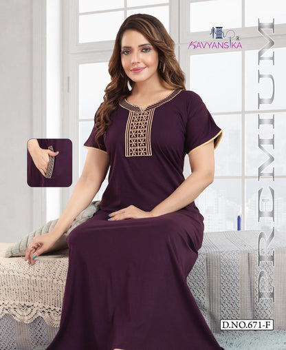 Design 671 Kavyansika Hosiery Cotton Night Gowns Manufacturer India