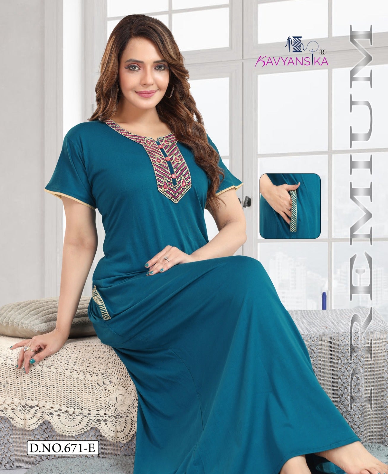 Design 671 Kavyansika Hosiery Cotton Night Gowns Manufacturer India