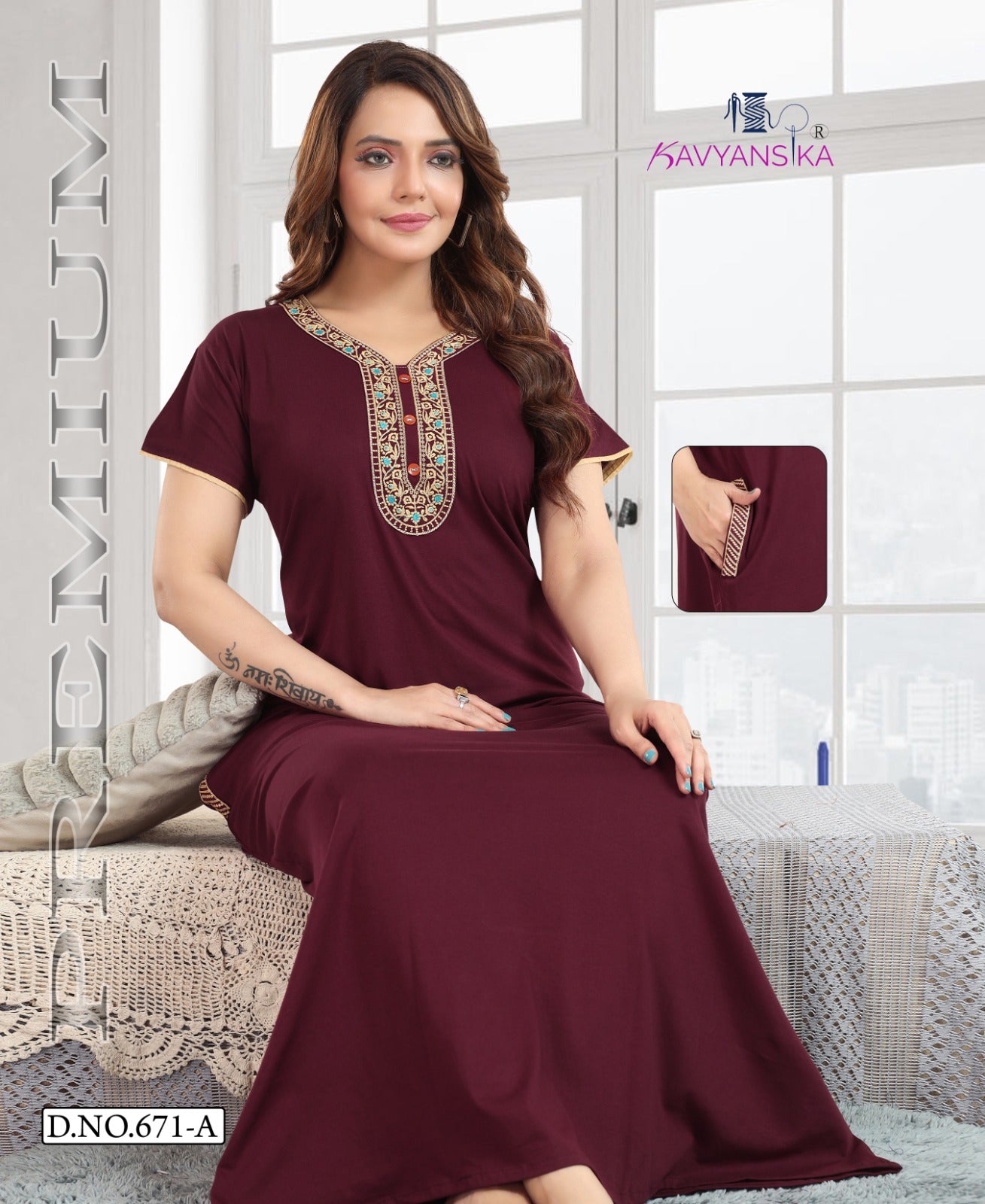 Design 671 Kavyansika Hosiery Cotton Night Gowns Manufacturer India