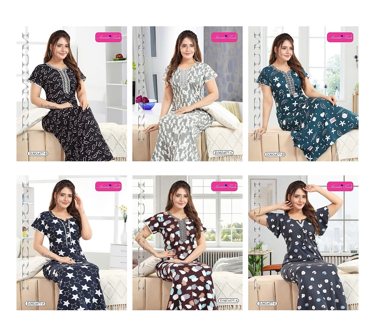 Design 677 Kavyansika Hosiery Cotton Night Gowns Exporter Ahmedabad