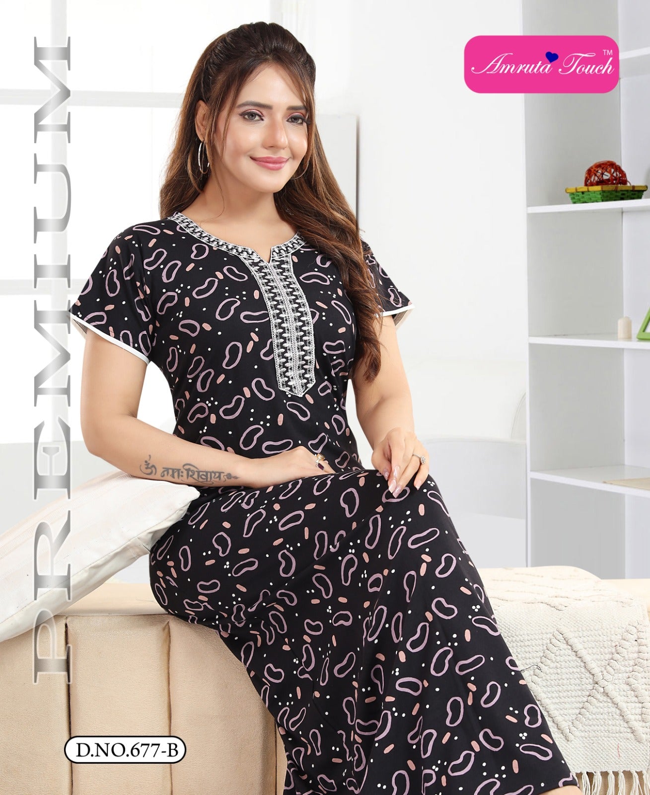 Design 677 Kavyansika Hosiery Cotton Night Gowns Exporter Ahmedabad