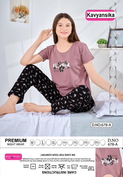 Design 678 Kavyansika Hosiery Pyjama Night Suits Manufacturer