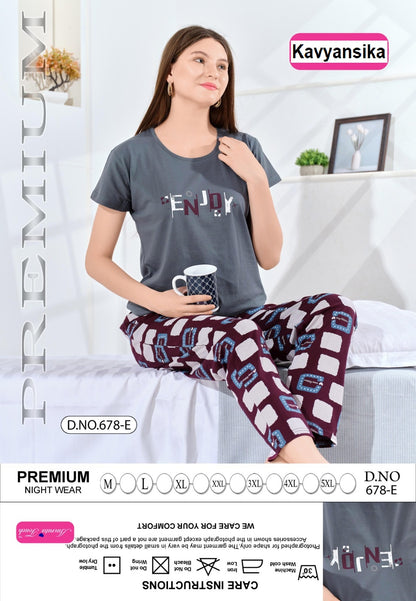 Design 678 Kavyansika Hosiery Pyjama Night Suits Manufacturer