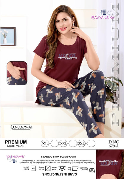 Design 679 Kavyansika Hosiery Cotton Pyjama Night Suits Manufacturer Ahmedabad