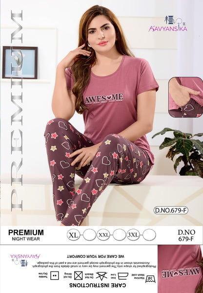 Design 679 Kavyansika Hosiery Cotton Pyjama Night Suits Manufacturer Ahmedabad