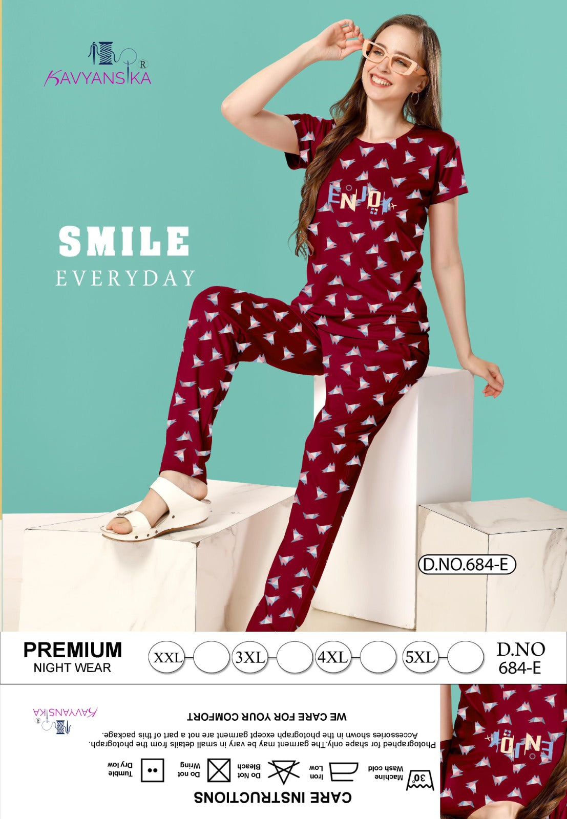 Design 684 Kavyansika Hosiery Cotton Pyjama Night Suits Wholesale Rate