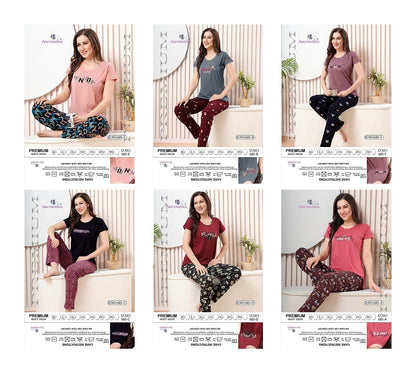 Design 685 Kavyansika Hosiery Cotton Pyjama Night Suits Supplier Gujarat