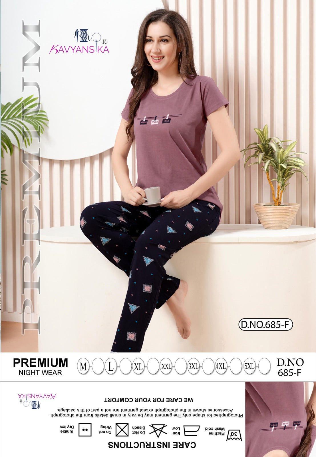 Design 685 Kavyansika Hosiery Cotton Pyjama Night Suits Supplier Gujarat