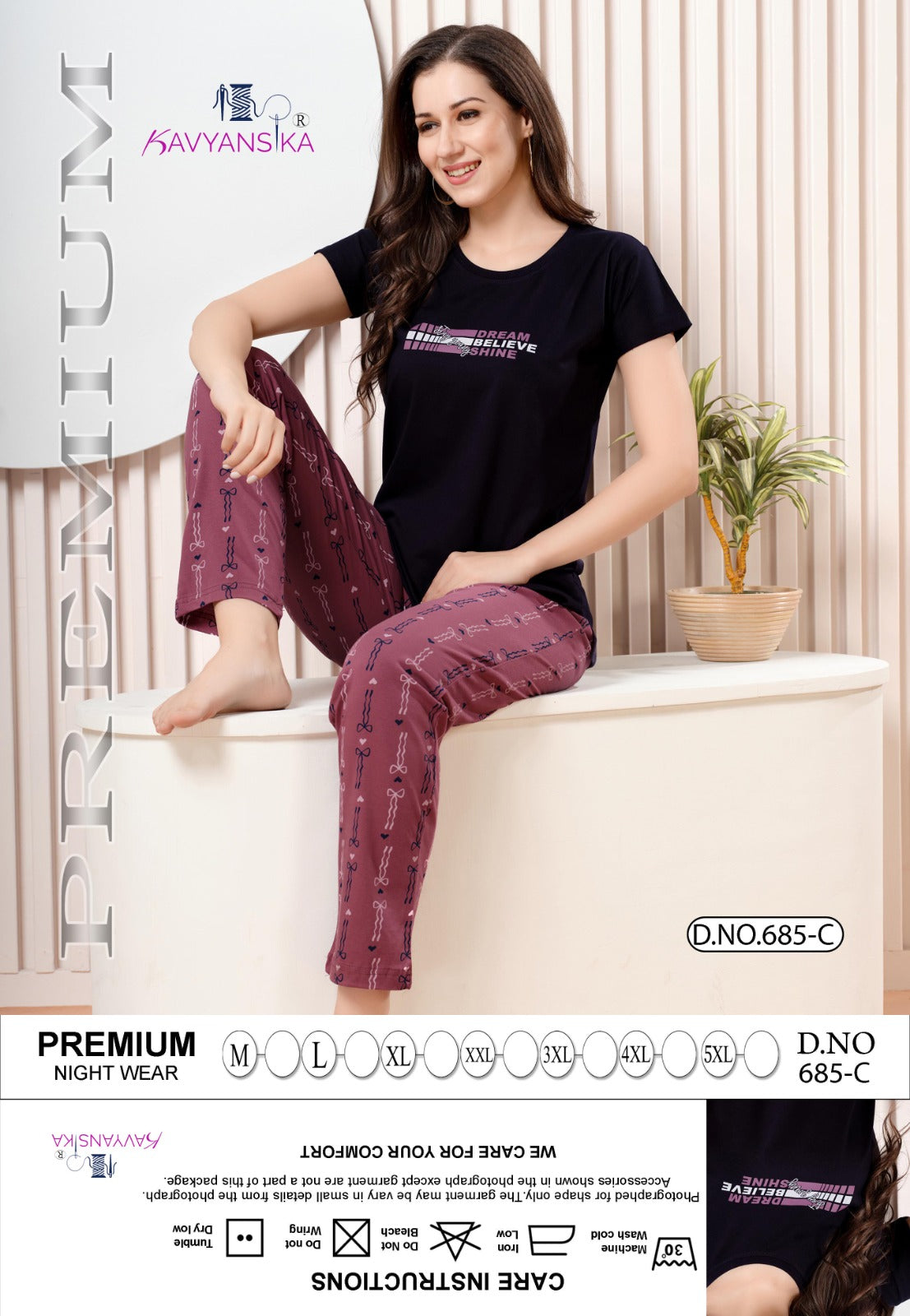Design 685 Kavyansika Hosiery Cotton Pyjama Night Suits Supplier Gujarat
