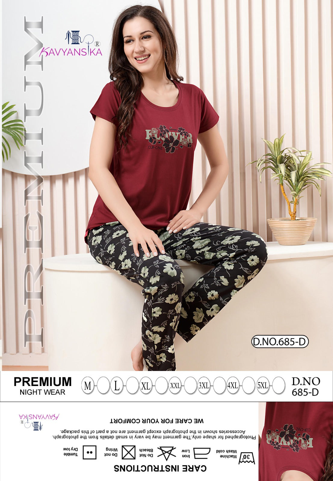 Design 685 Kavyansika Hosiery Cotton Pyjama Night Suits Supplier Gujarat