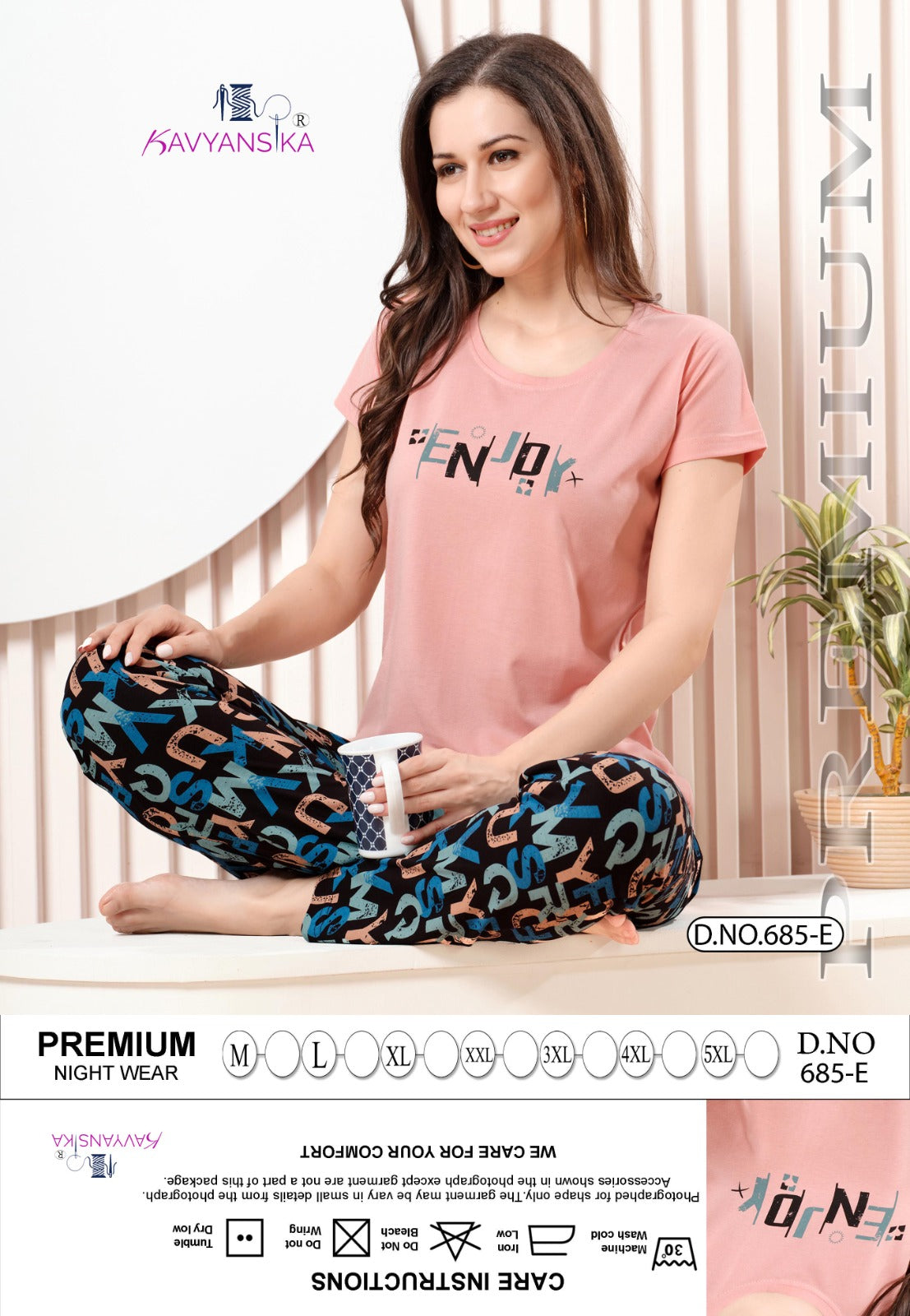 Design 685 Kavyansika Hosiery Cotton Pyjama Night Suits Supplier Gujarat