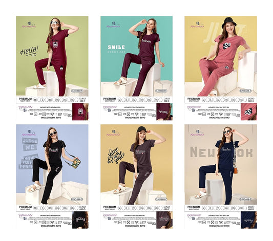Design 688 Kavyansika Tencil Pyjama Night Suits Wholesaler India