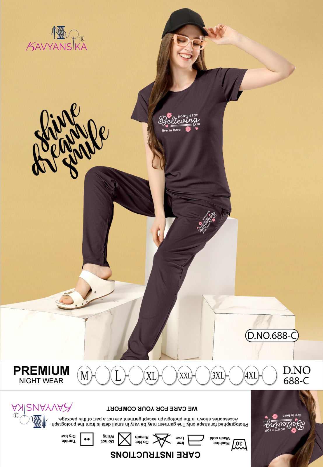 Design 688 Kavyansika Tencil Pyjama Night Suits Wholesaler India