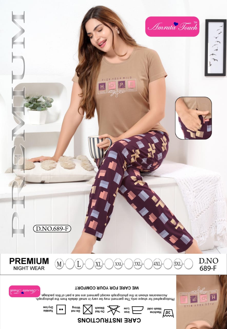 Design 689 Kavyansika Cotton Pyjama Night Suits Exporter Ahmedabad