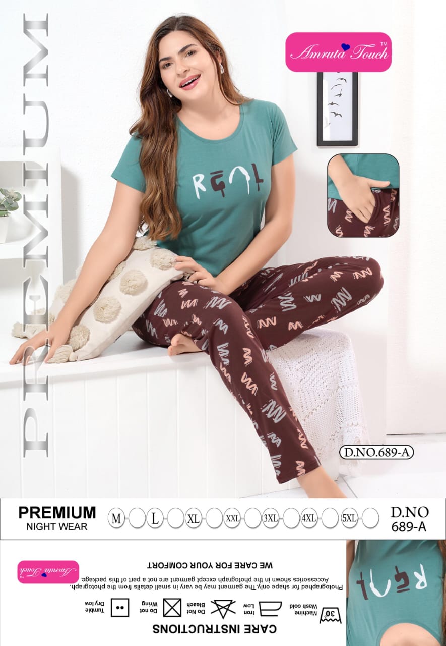 Design 689 Kavyansika Cotton Pyjama Night Suits Exporter Ahmedabad