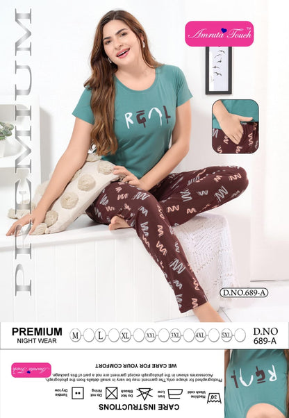 Design 689 Kavyansika Cotton Pyjama Night Suits Exporter Ahmedabad