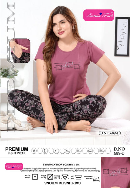 Design 689 Kavyansika Cotton Pyjama Night Suits Exporter Ahmedabad