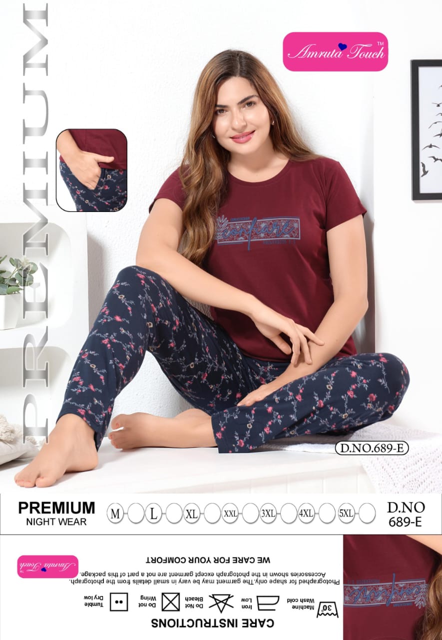 Design 689 Kavyansika Cotton Pyjama Night Suits Exporter Ahmedabad