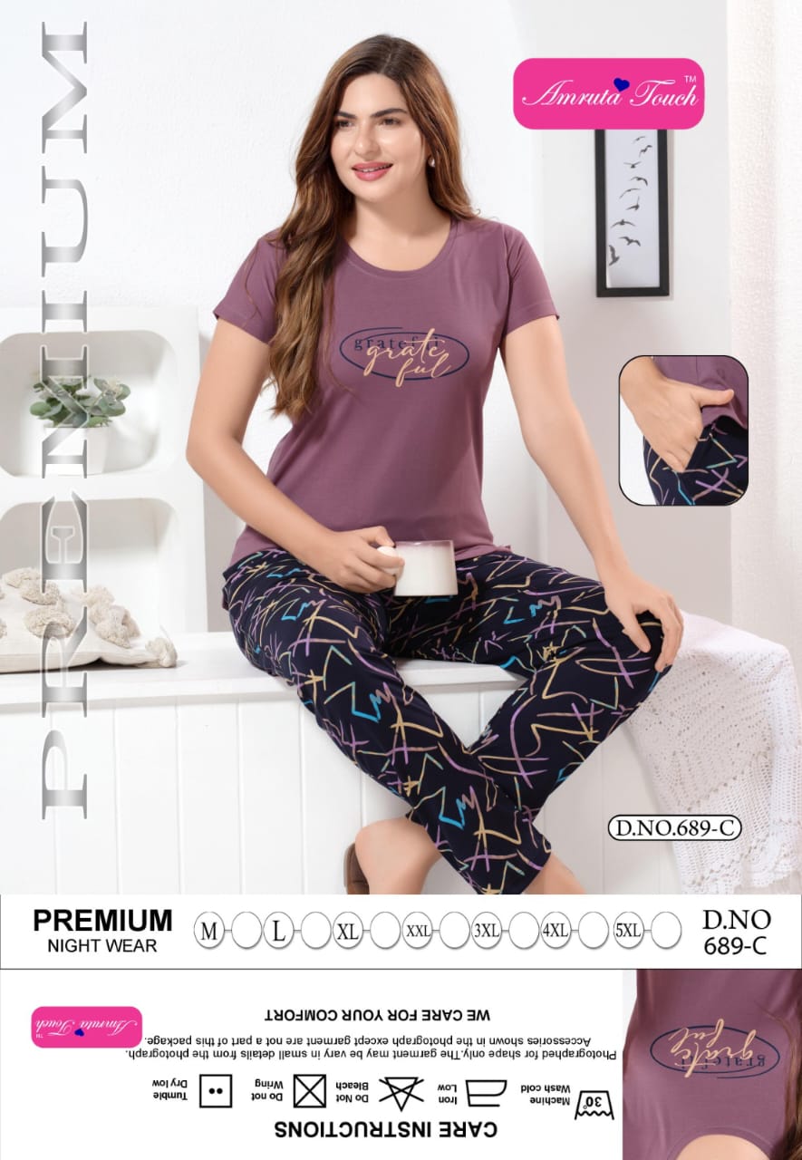 Design 689 Kavyansika Cotton Pyjama Night Suits Exporter Ahmedabad