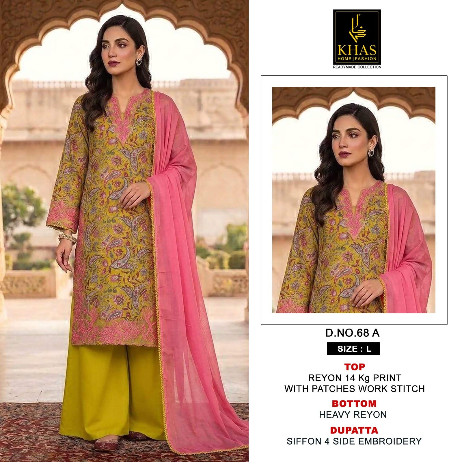 Design 68 Khas Rayon Pakistani Readymade Suits Wholesaler
