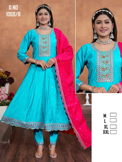 Design 69-71-78Ab Ladli Roman Silk Readymade Anarkali Suits Exporter India