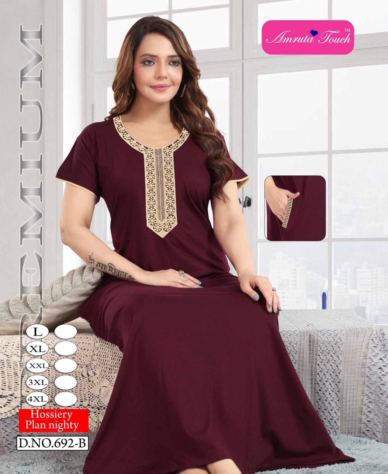 Design 692 Kavyansika Hosiery Night Gowns Wholesaler Ahmedabad