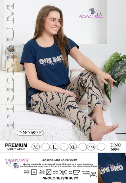 Design 699 Kavyansika Hosiery Pyjama Night Suits Supplier India