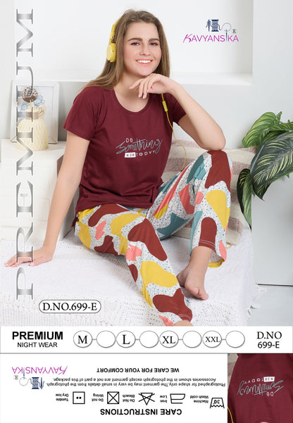 Design 699 Kavyansika Hosiery Pyjama Night Suits Supplier India