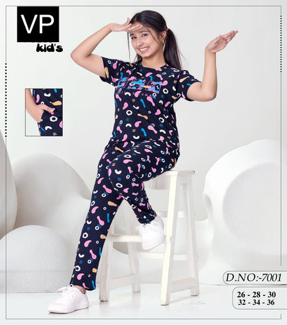 Design 7001 Vp Cotton Girls Night Suits Wholesale
