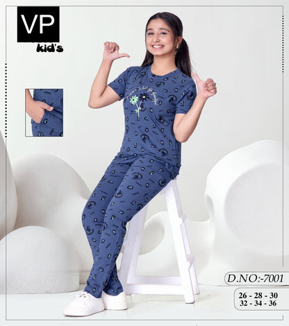 Design 7001 Vp Cotton Girls Night Suits Wholesale
