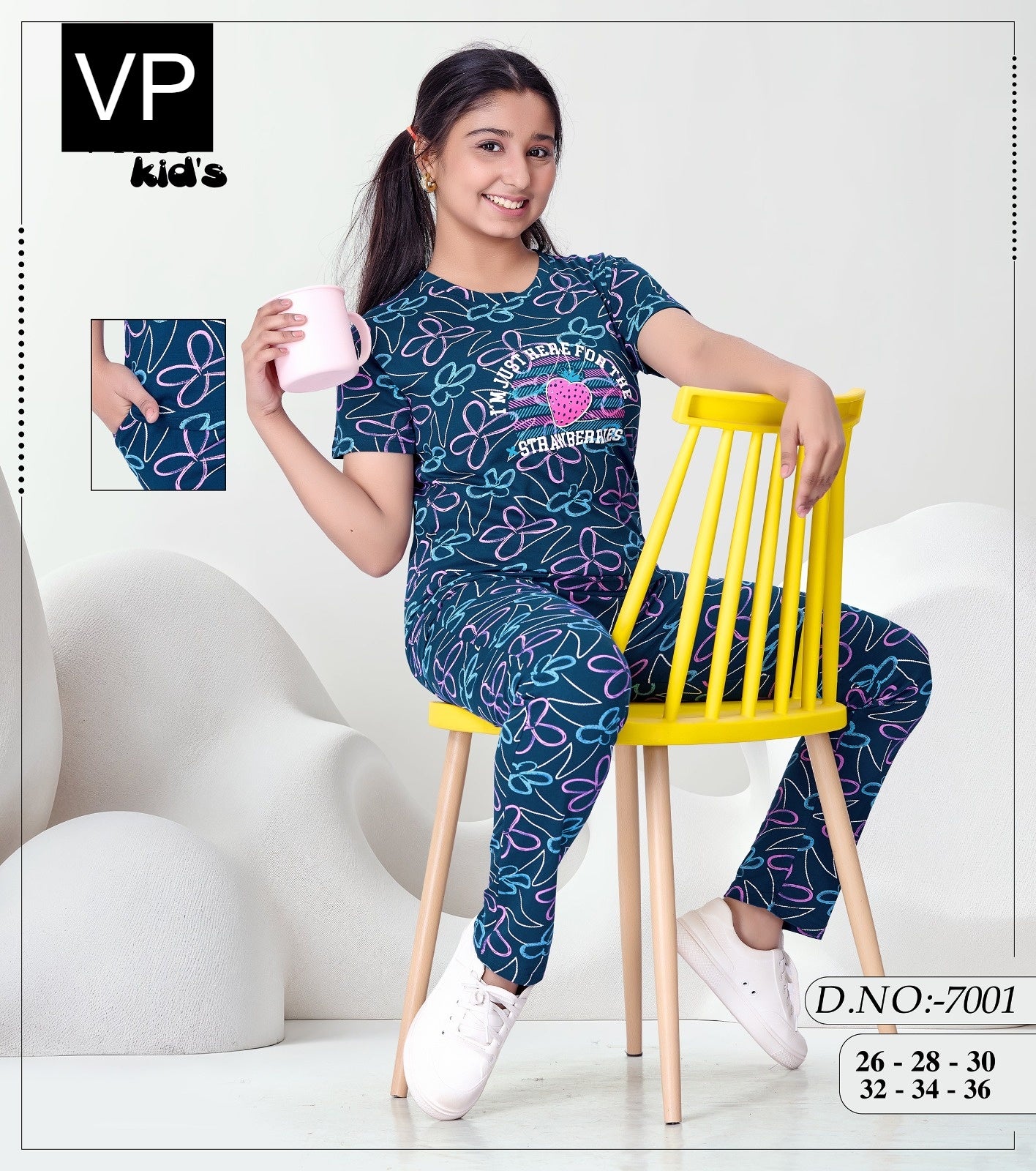 Design 7001 Vp Cotton Girls Night Suits Wholesale