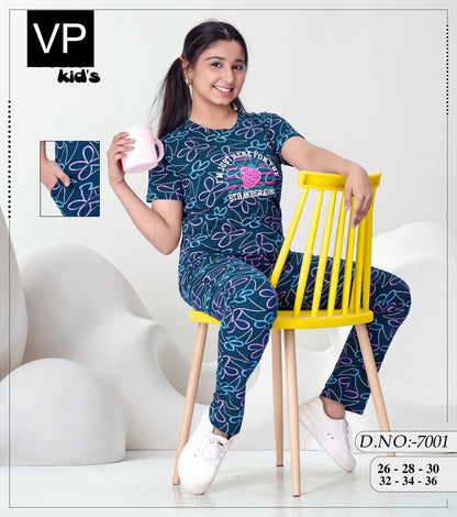 Design 7001 Vp Cotton Girls Night Suits Wholesale