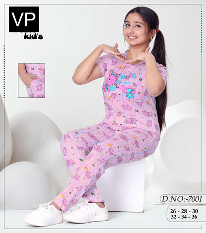 Design 7001 Vp Cotton Girls Night Suits Wholesale