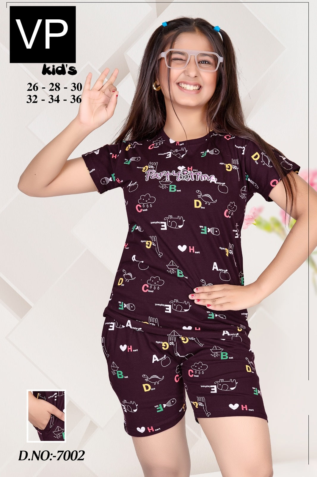Design 7002 Vp Cotton Girls Shorts Set Manufacturer