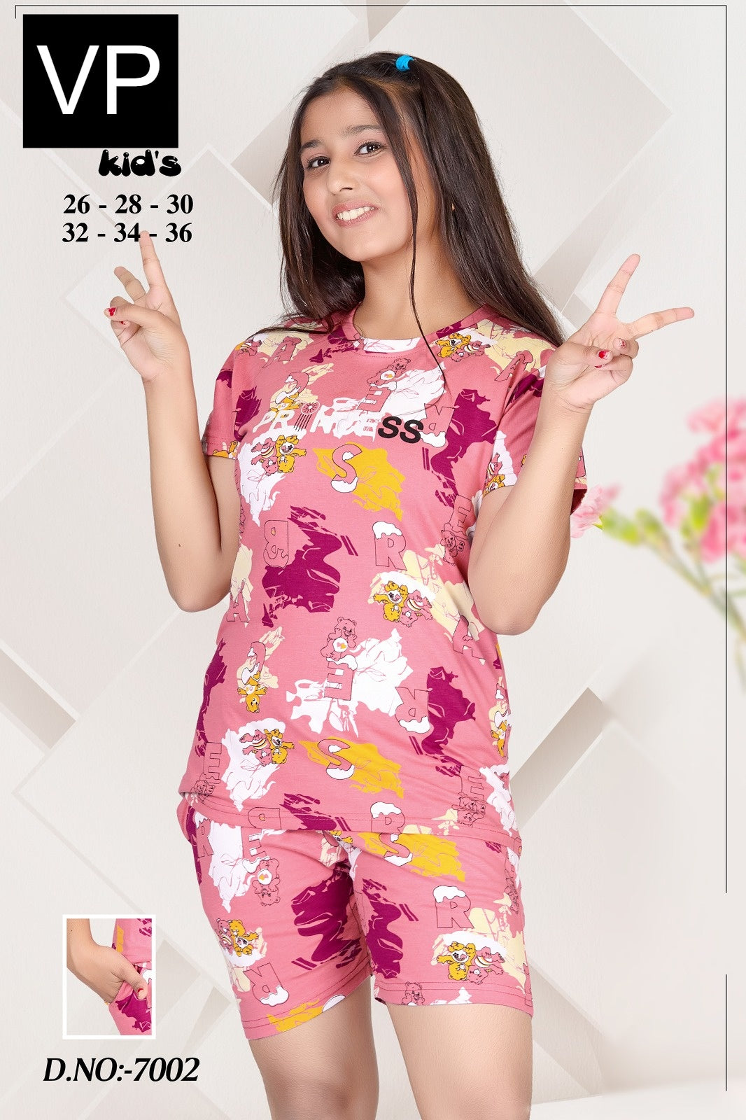 Design 7002 Vp Cotton Girls Shorts Set Manufacturer