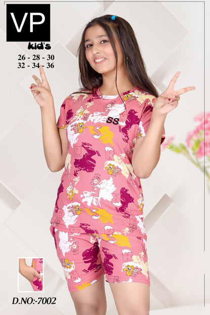 Design 7002 Vp Cotton Girls Shorts Set Manufacturer