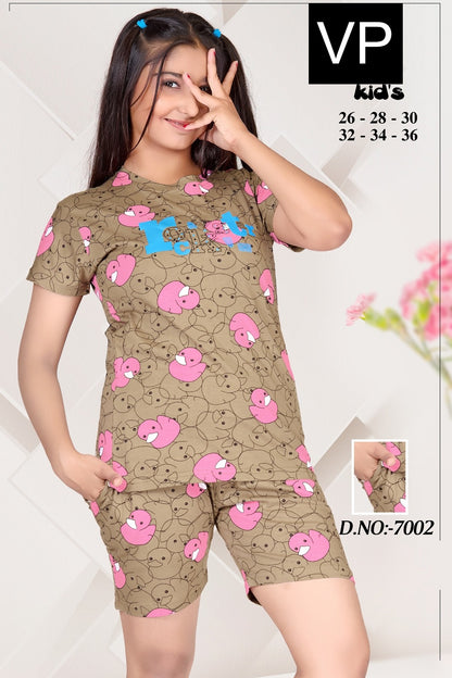 Design 7002 Vp Cotton Girls Shorts Set Manufacturer