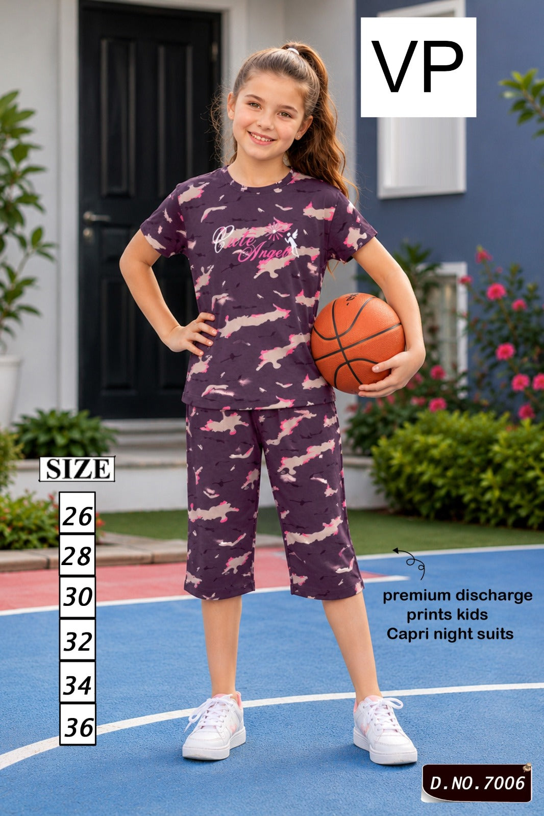 Design 7006 Vp Premium Girls Capri Night Suits Wholesaler India